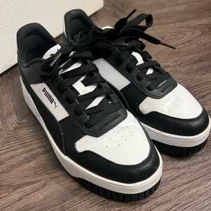 Puma Women’s Black and White Carina Platform Sneakers